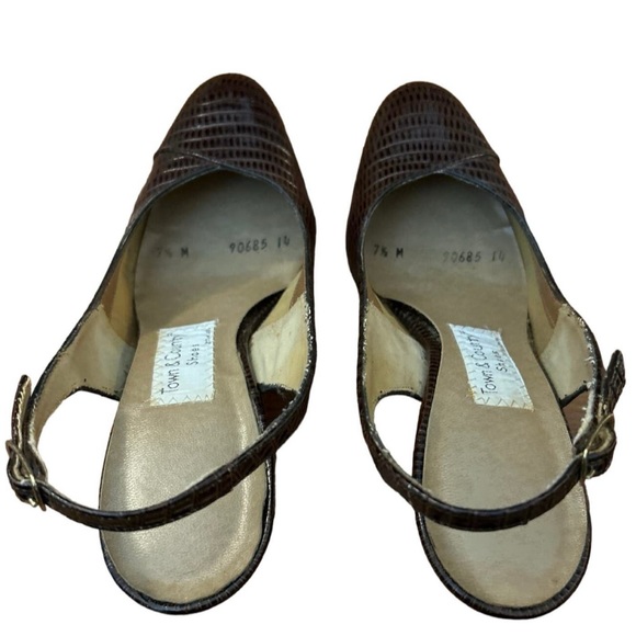 Vintage Lizard Leather Brown Sling Back Heels MCM Size:7.5 Town and Country - Picture 4 of 6